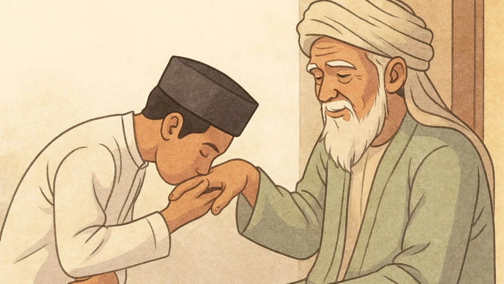 Ilustrasi Santri Cium Tangan. (Ftnews Copilot)